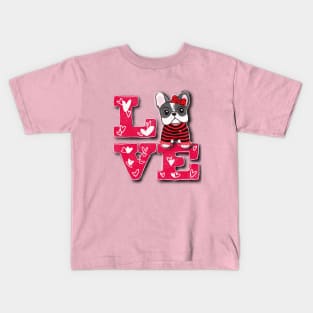 Cute Frenchie Puppy Girl Love Valentines Day Gift Kids T-Shirt